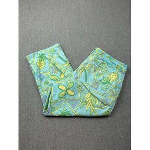 Lilly Pulitzer Pants Womens 12 Capri Cropped Blue Yellow Pineapple Banana Palm‎
